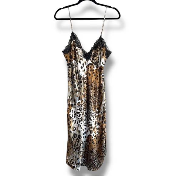 Vintage Cinema Etoile Leopard Print Satin Nightgown Size Small - Picture 1 of 7